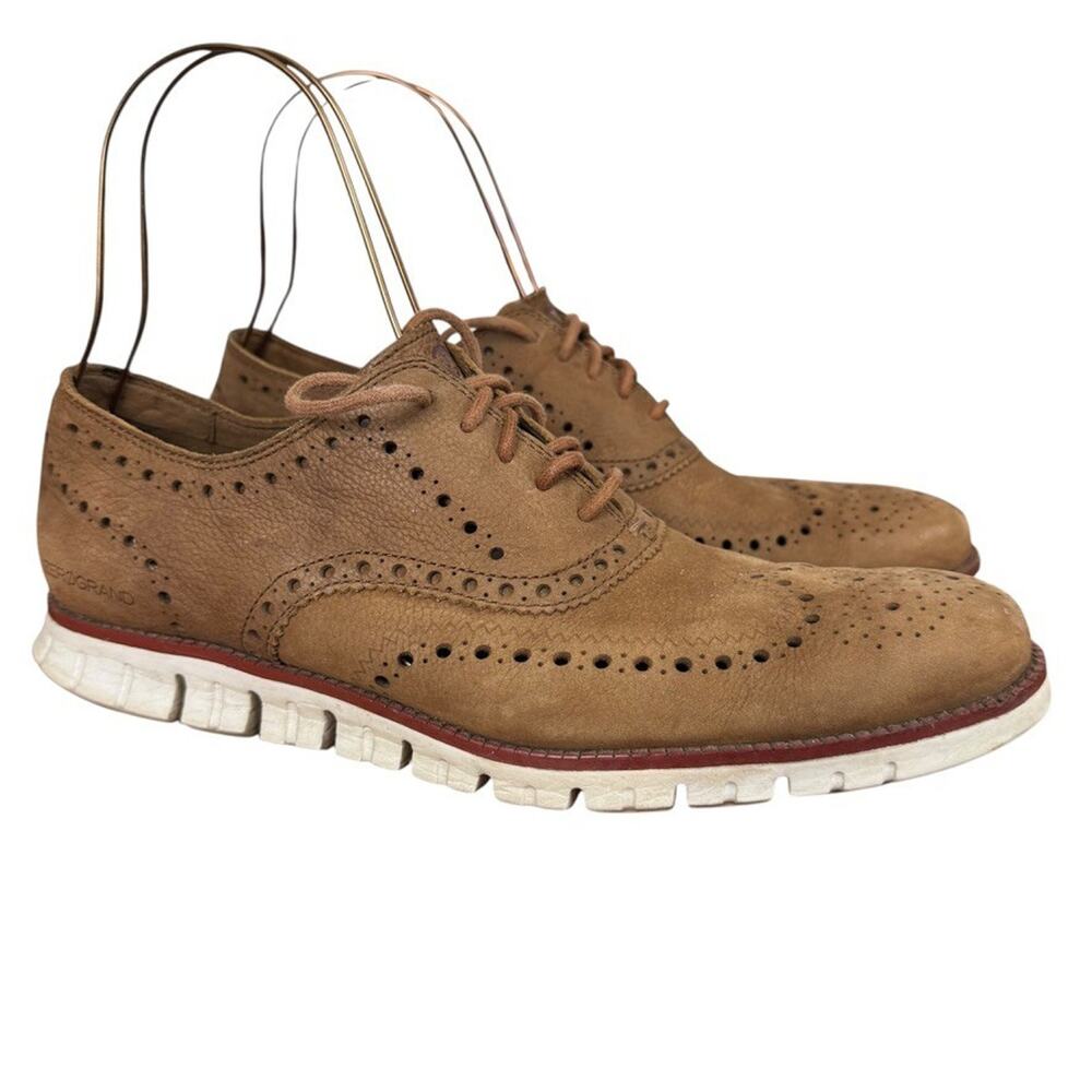 Cole Haan Grand.OS Wingtip Nubuck Leather Lace Up Dress Casual Shoes Brown sz 11